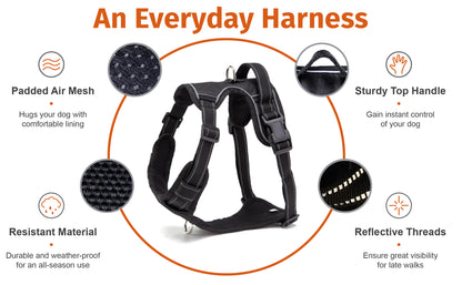 No-Pull Dog Harness, Soft & Breathable Padding, Reflective, For Small to Large dogs