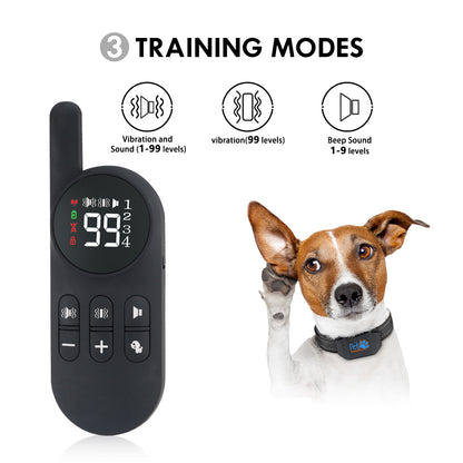 No Shock Humane Rechargeable Water Resistant Remote Control Collar, Sound & Vibration Only, For 8-120lb dogs, Neck size 7in to 25in