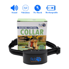 Load image into Gallery viewer, No Shock Humane Rechargeable Water Resistant  Bark Control Collar, Sound &amp; Vibration Only, For 6-120lb dogs, Neck size 6in to 27in
